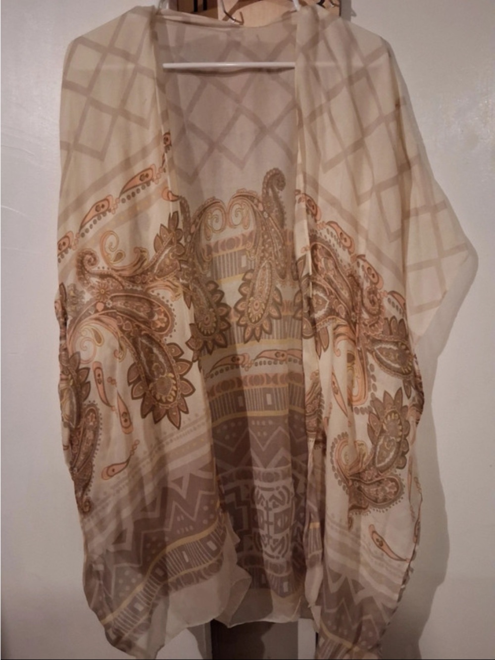 & Other Stories Sheer Paisley Wrap in Cream and Tan